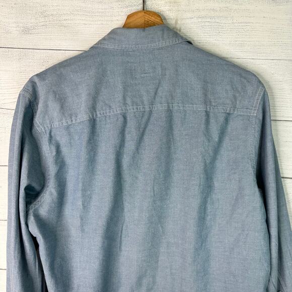 Wallin & Bros Shirt Mens Medium Blue Chambray Button Front Workwear Casual - Picture 5 of 8